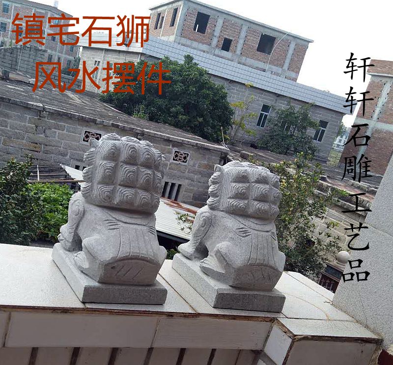 青石石狮子石雕狮风水摆件石狮创意工艺品狮子镇宅看门狮石狮一i.