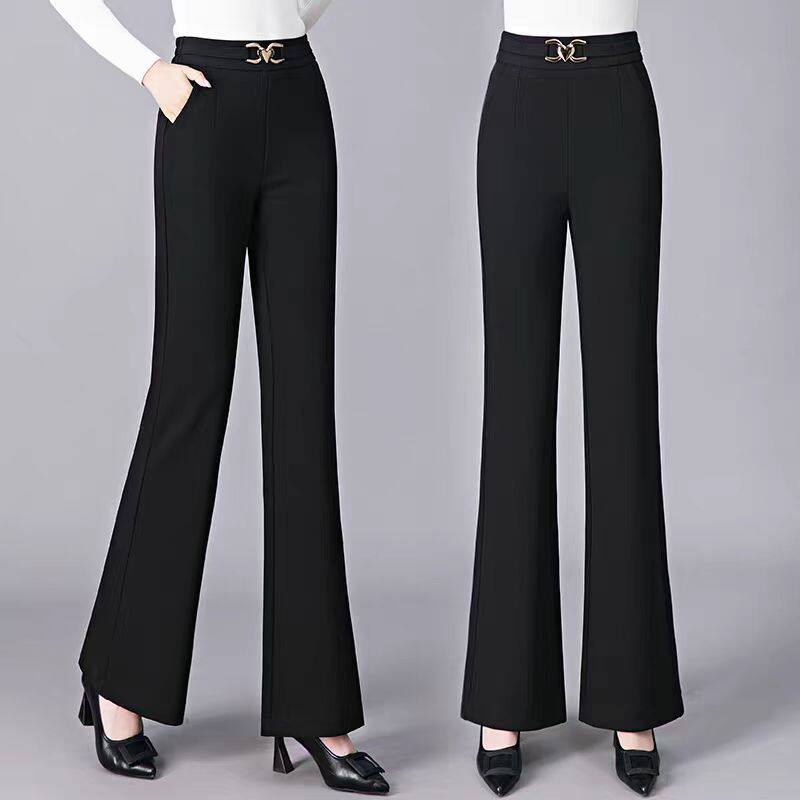 休闲裤女2025新款夏季薄款高腰宽松直筒西装喇叭裤大码西装阔腿裤