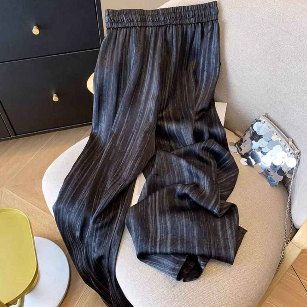 水墨画扎染冰丝阔腿裤女夏季薄款高腰山本垂感雪纺休闲显瘦防晒裤