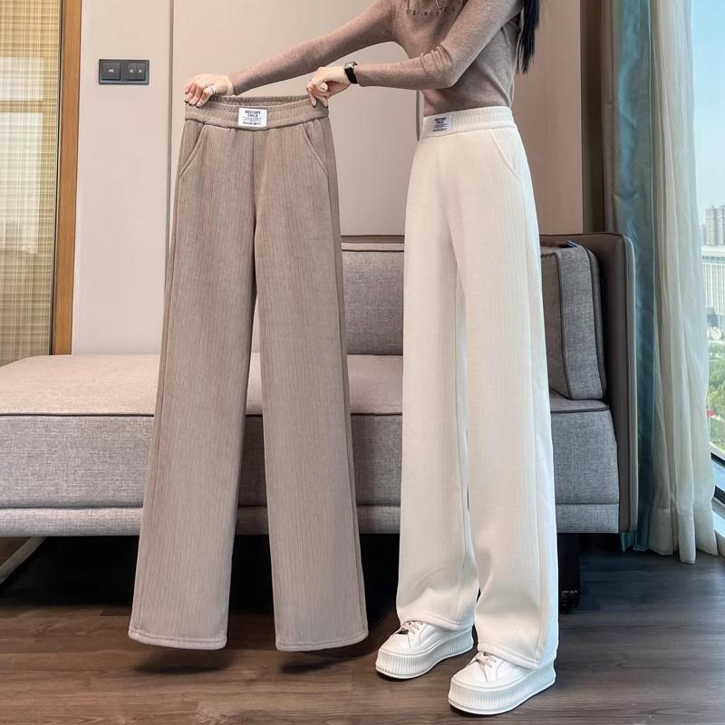 雪尼尔加绒加厚保暖直筒羊羔绒裤