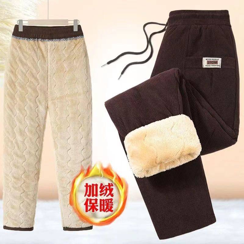 加绒加厚哈伦睡裤女冬季大码保暖百搭小脚宽松高腰休闲羊羔绒棉裤