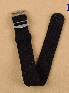 Nylon Woven Perlon Straps Black 纯黑色14 16 18 20mm 22mm表带
