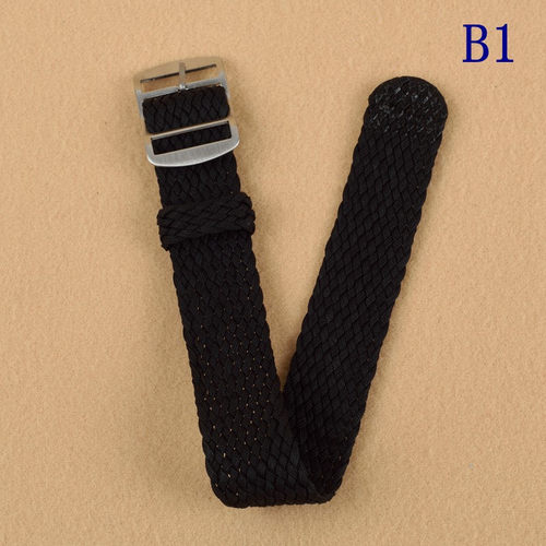 Nylon Woven Perlon Straps Black 纯黑色14 16 18 20mm 22mm表带