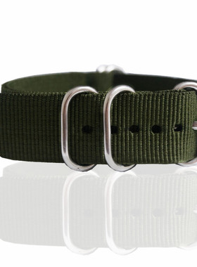 16MM-24MM nato水鬼 北约 zulu 主鲁尼龙帆布手表带 通用银色表扣