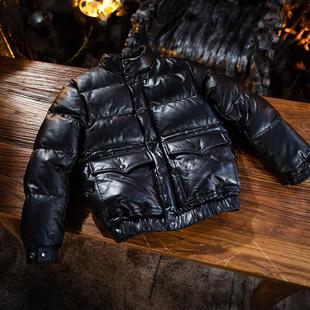 立领鸭绒短款 男士 小牛皮真皮羽绒服石墨烯内里 新款 外套Y2411 冬季