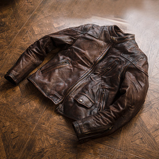 外套G2204 短款 莫臣男装 马皮毒液立领机车服皮夹克真皮皮衣修身