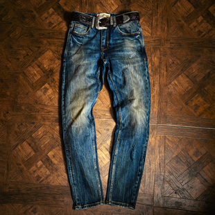 牛仔裤 直筒休闲男士 MC018 复古蓝闪电爆裂纹水洗做旧时尚 莫臣美式