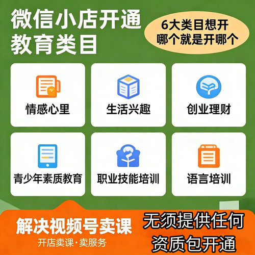 视频号微信小店 教育培训类目开通 课程上架产品经营说明书ICP备