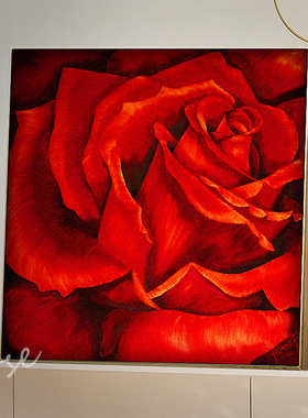 红色玫瑰花客厅沙发背景墙高级感装饰画餐厅壁画主卧卧室床头挂画