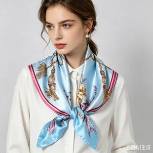 【一条批发】工厂批发70多色春秋韩版多功能新款小丝巾90方巾防晒