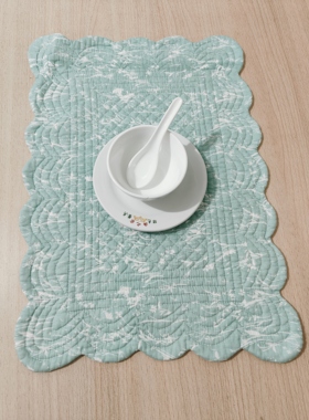 外贸原单欧式ab版双面全棉夹棉刺绣绗缝隔热餐垫多用途坐垫清仓甩