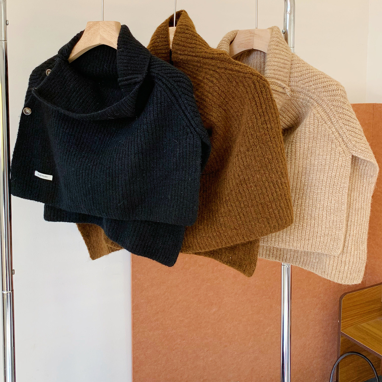 韩版高领套头披肩围巾女2025新款冬季保暖围脖高级感针织脖套外搭