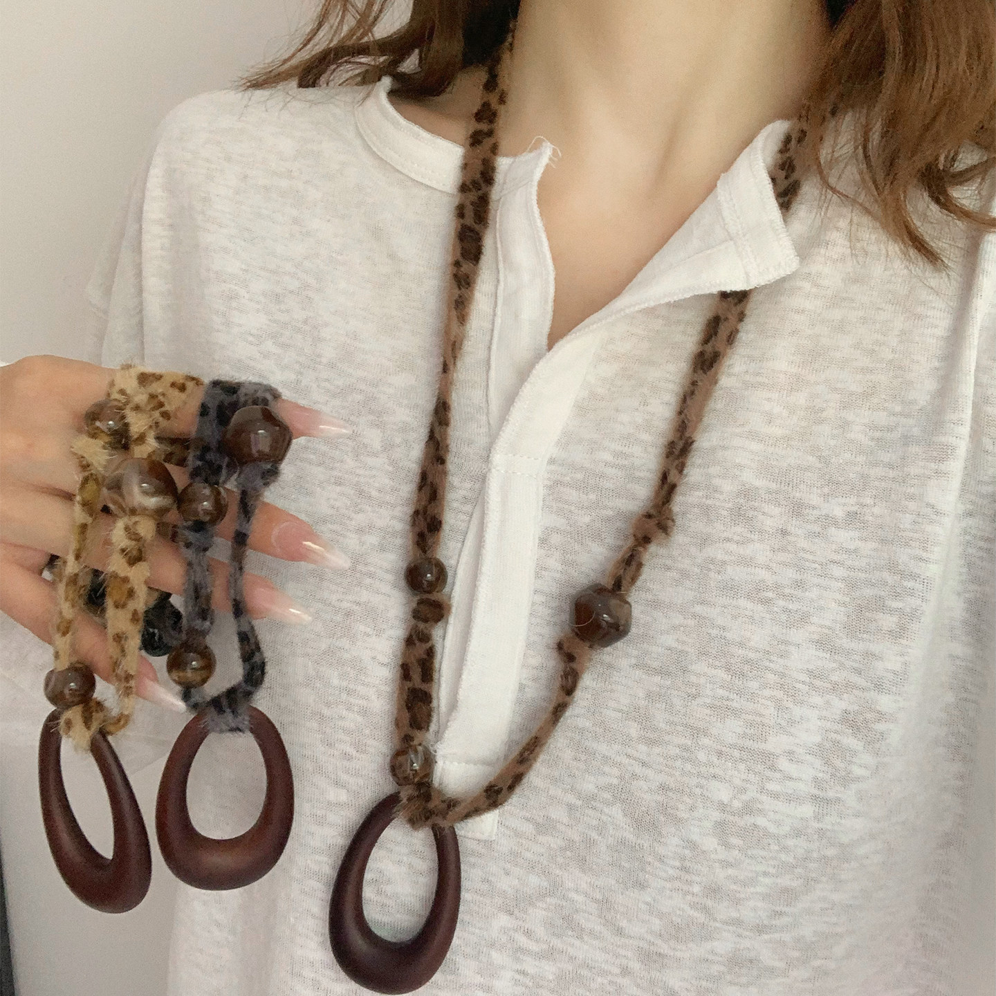 2025复古百搭串珠项链吊坠女小众设计感装饰外搭配饰个性简约衣链,饰品/流行首饰/时尚饰品新,项链,淘宝优惠券,粉丝福利购,淘宝优惠卷