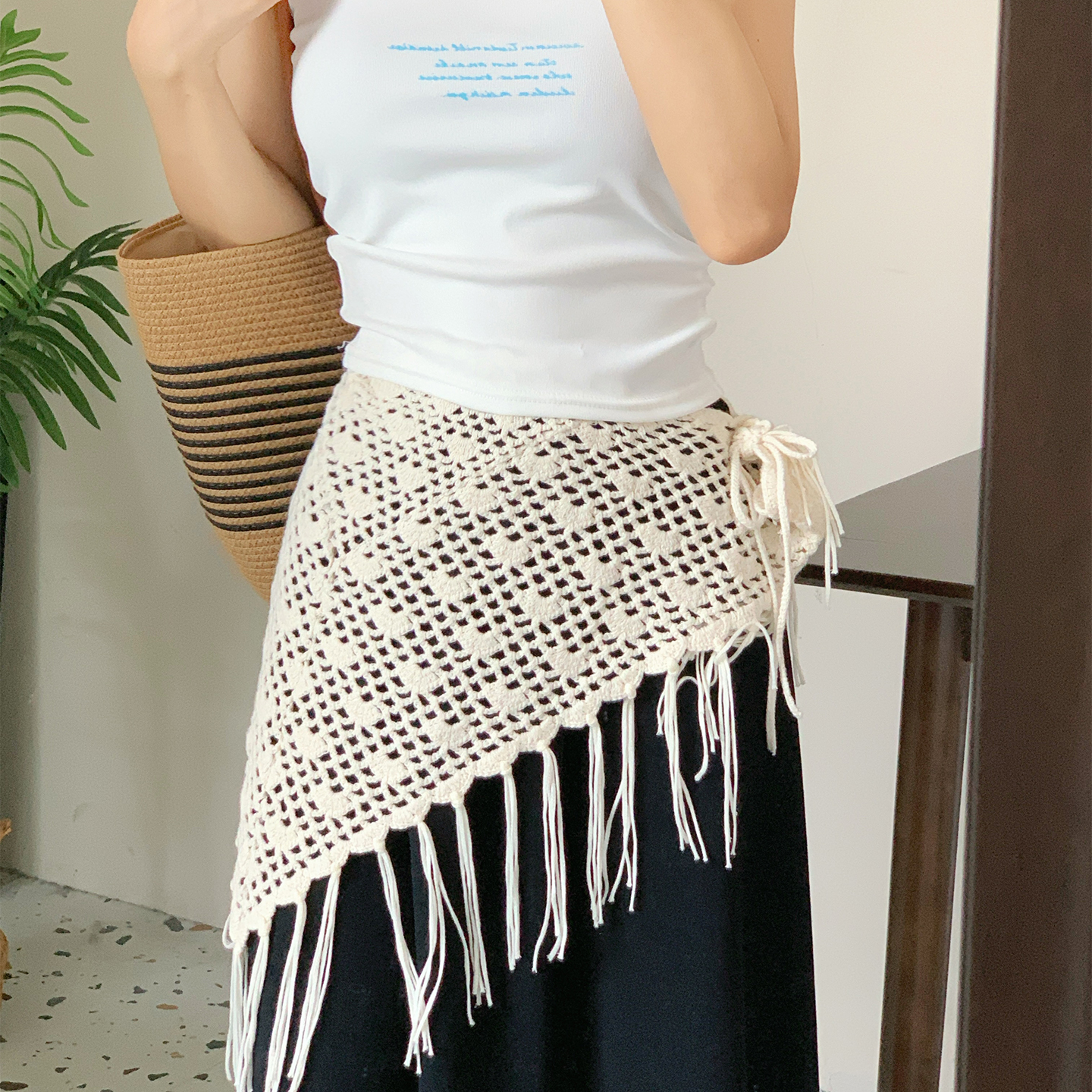 春夏季百搭流苏三角巾屁帘女配饰