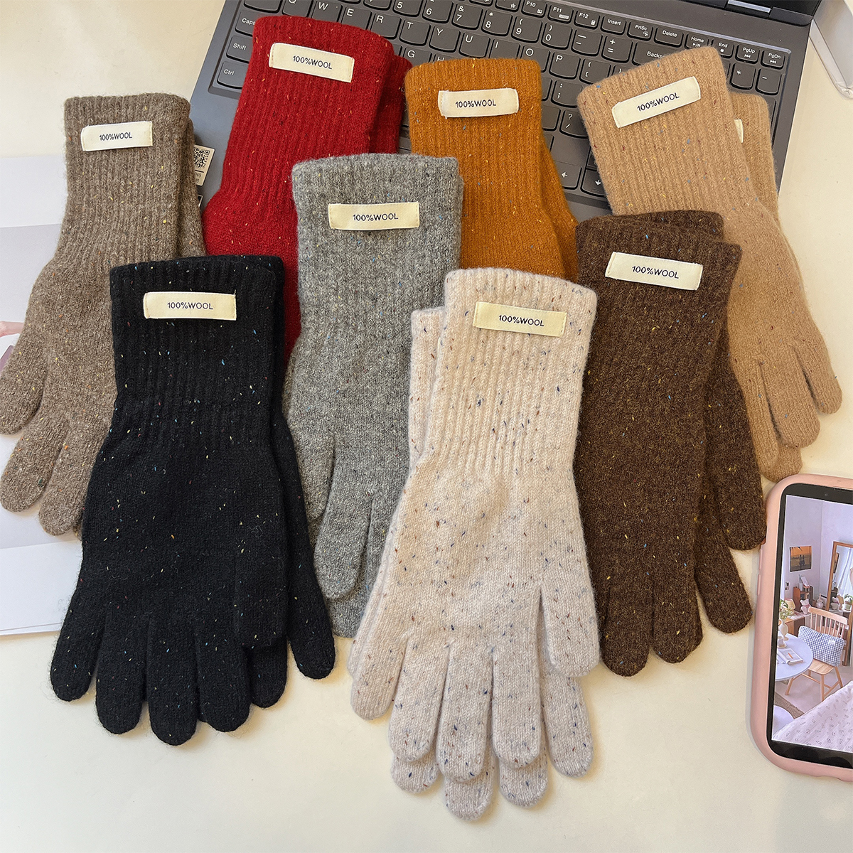 针织手套分指男女通用