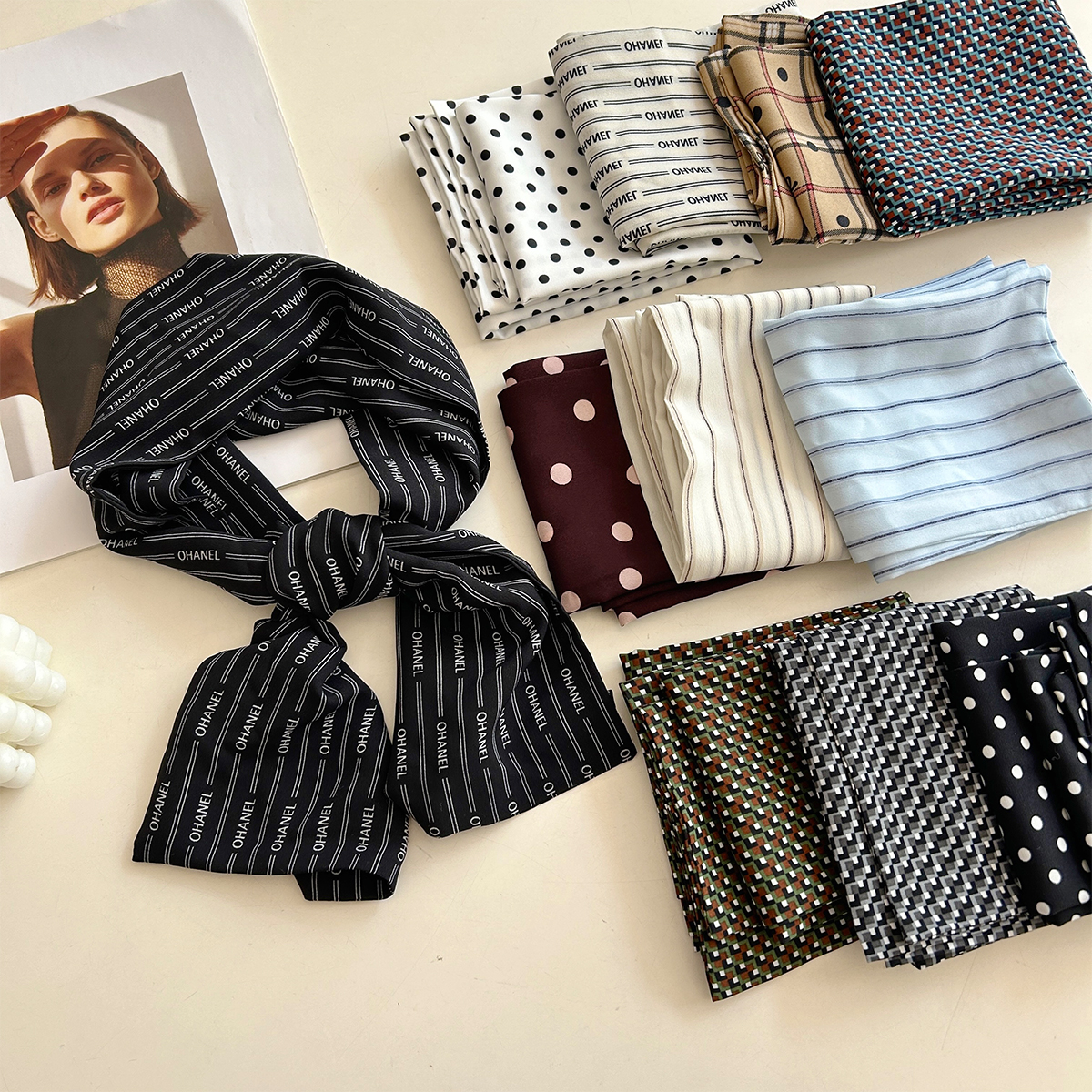 春秋薄款时尚百搭长条丝巾女