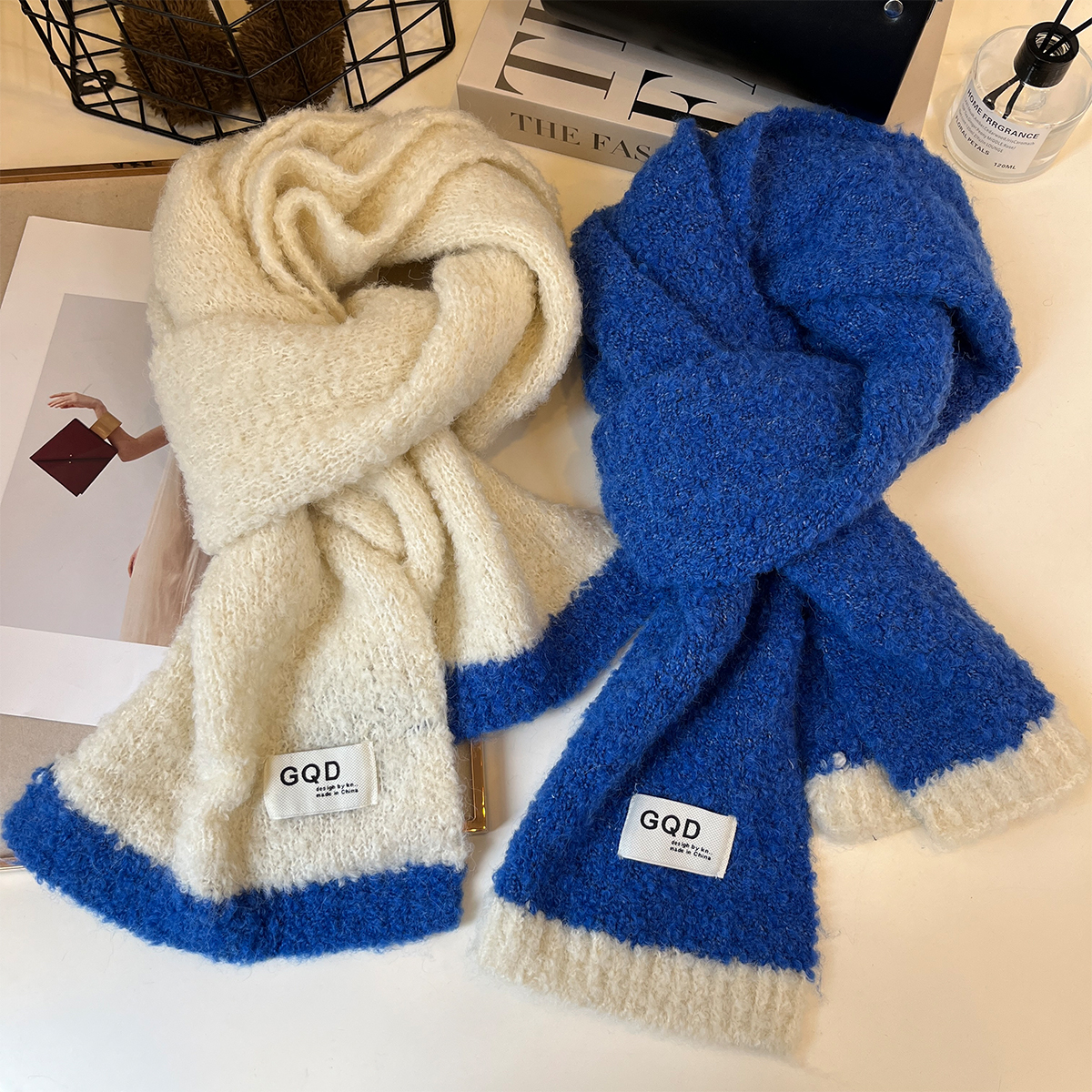 拼色围巾韩版女生秋冬