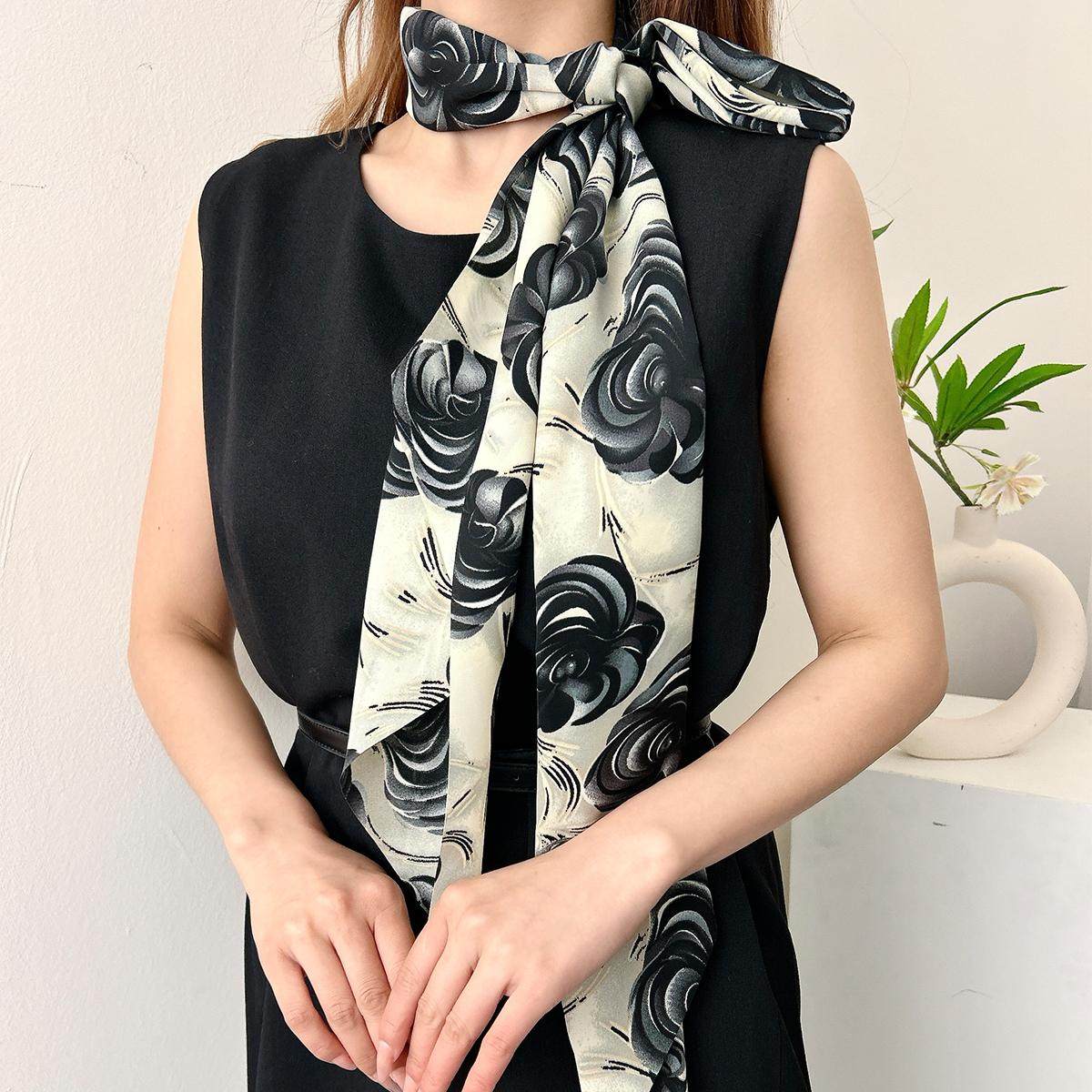 中国风花朵丝巾女长款2025新款图片