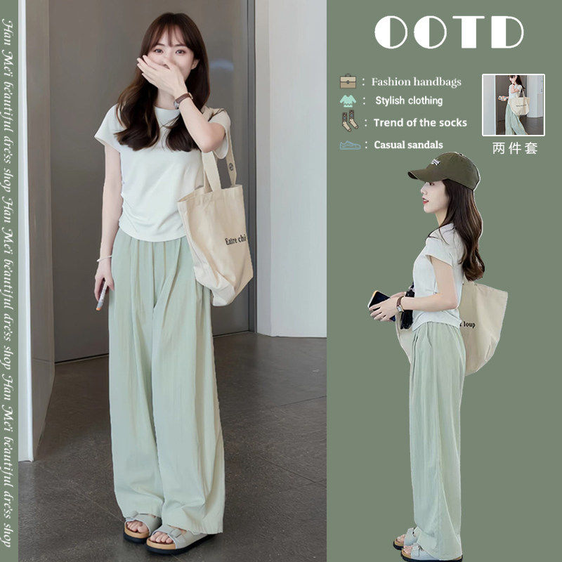 夏天穿搭一整套夏日小个子减龄茶系穿搭松弛感显瘦遮肉套装女夏季