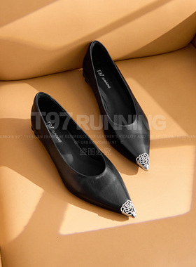 T97新款尖头浅口法式低跟真皮一脚蹬气质单鞋女百搭坡跟女鞋G3675