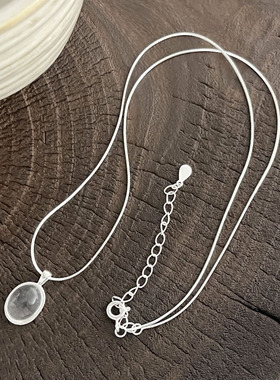 925纯银椭圆琉璃蛇骨项链女简约轻奢感气质不掉色锁骨链7292a