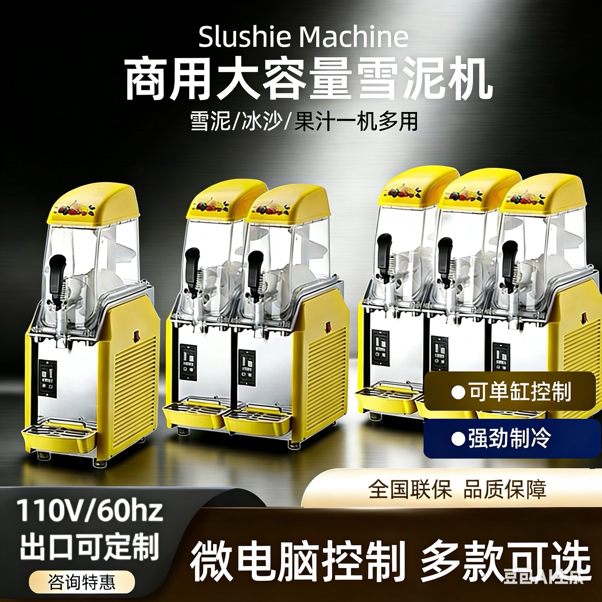 商用雪融机沙冰机商用双缸雪泥机冷饮机雪粒机冰沙机果汁机饮料机