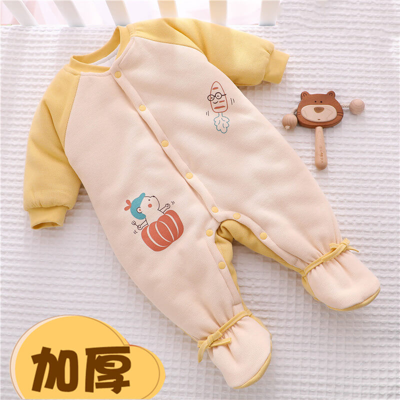 纯棉连体衣服包脚加厚冬季