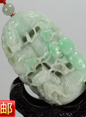 天然翡翠A货浅绿色阳绿 大件厚装龙头鱼如意钱连年有余 手玩把件