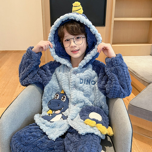 儿童睡衣珊瑚绒男童秋冬款加厚款