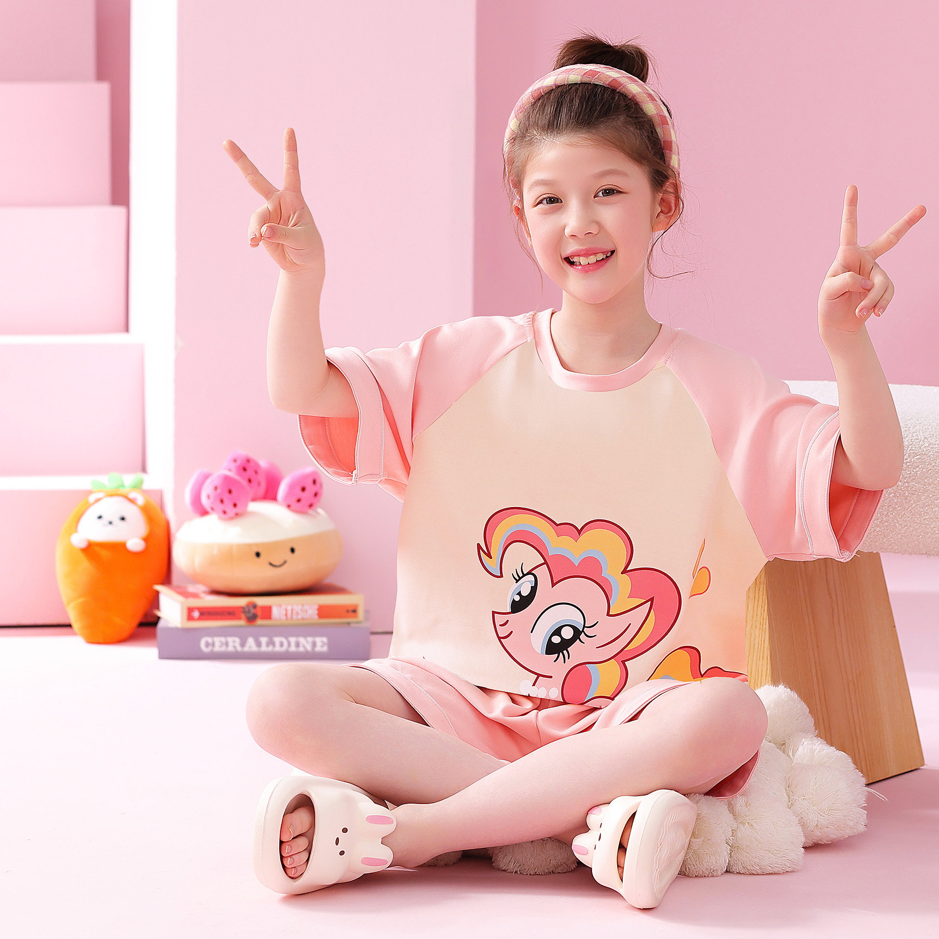儿童女童睡衣夏季纯棉宝宝家居服图片