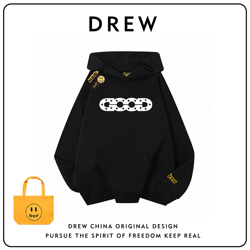 drew美式潮牌卡通kitty连帽卫衣