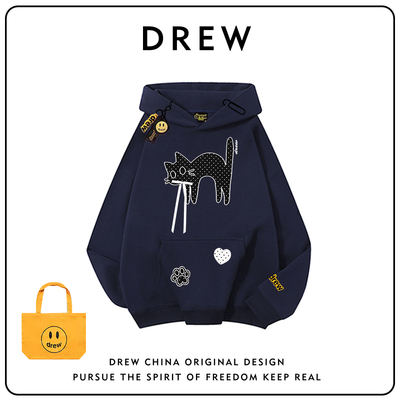 drew美式潮牌卡通连帽卫衣