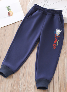 男童裤子春秋款2026新款卫裤中大童百搭休闲裤小男孩卡通束脚裤子