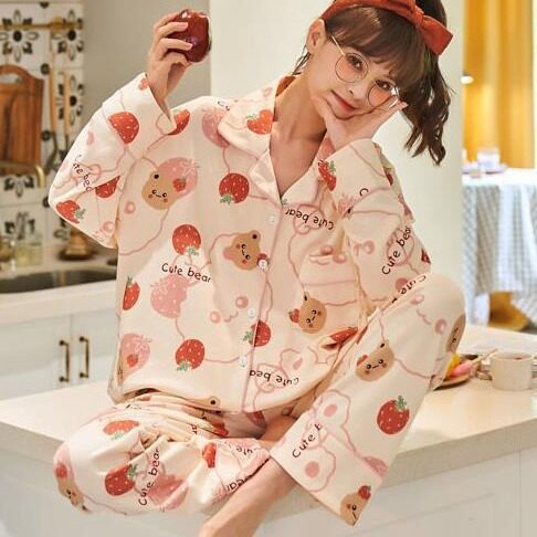 睡衣春秋款女2026年新款长袖两件套秋冬季加厚休闲大码家居服套装