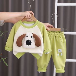 秋季儿童新款女童装长袖套装卫衣婴儿两件套宝宝卡通男童秋装