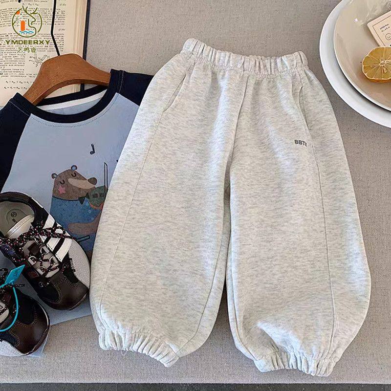 男童运动裤新款女童儿童宽松休闲裤宝宝卫裤长裤韩版裤子灰色