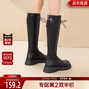 高筒靴美拉德骑士靴长靴 春季 戈美其配大衣 靴子长筒靴女舒适新款