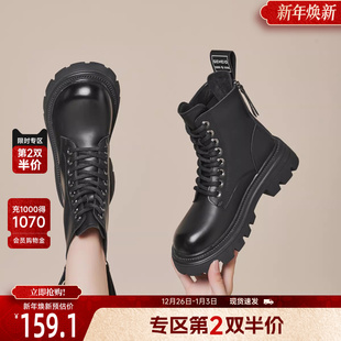厚底中筒机车靴经典 新款 大头短靴 舒适春季 戈美其英伦风马丁靴女款