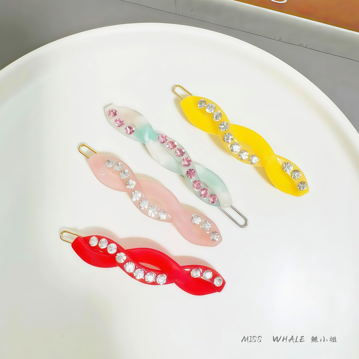 韩国甜美边夹一字夹小麻花青蛙扣夹日系淑女醋酸发夹刘海顶夹发卡