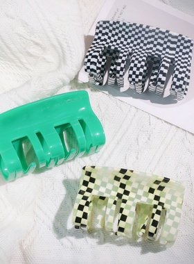 法式气质小众设计高颅顶抓夹固定高马尾鲨鱼夹盘发夹子后脑勺发卡