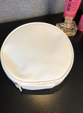 四件包邮欧美白色大容量荔枝纹PU圆形收纳包洗漱包差旅化妆包