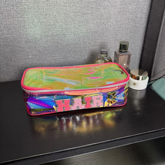 四件包邮 出口尾货透明镭射PVC大容量化妆包收纳包养发品整理包