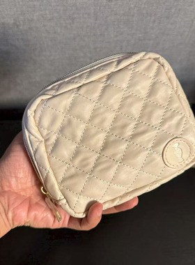 四件包邮浅色PU菱格车线小巧随身便携收纳包口红小样化妆包卫生包