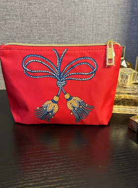 四件包邮便携随身红色宫廷化妆包化妆品收纳袋时尚简约口红收纳包