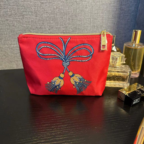 四件包邮便携随身红色宫廷化妆包化妆品收纳袋时尚简约口红收纳包