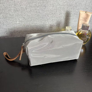 四件包邮出口好质量高级灰防水涤纶手挽带提手化妆包收纳包洗漱包