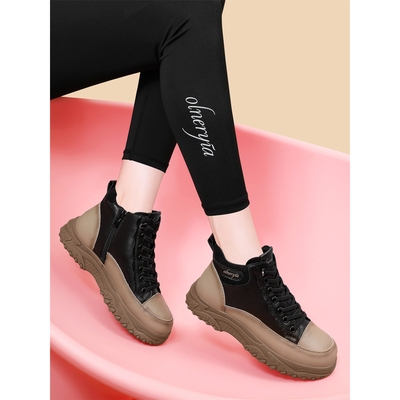 真皮女鞋全牛皮2025新款鞋子秋冬加绒厚底休闲高帮皮鞋冬季马丁靴