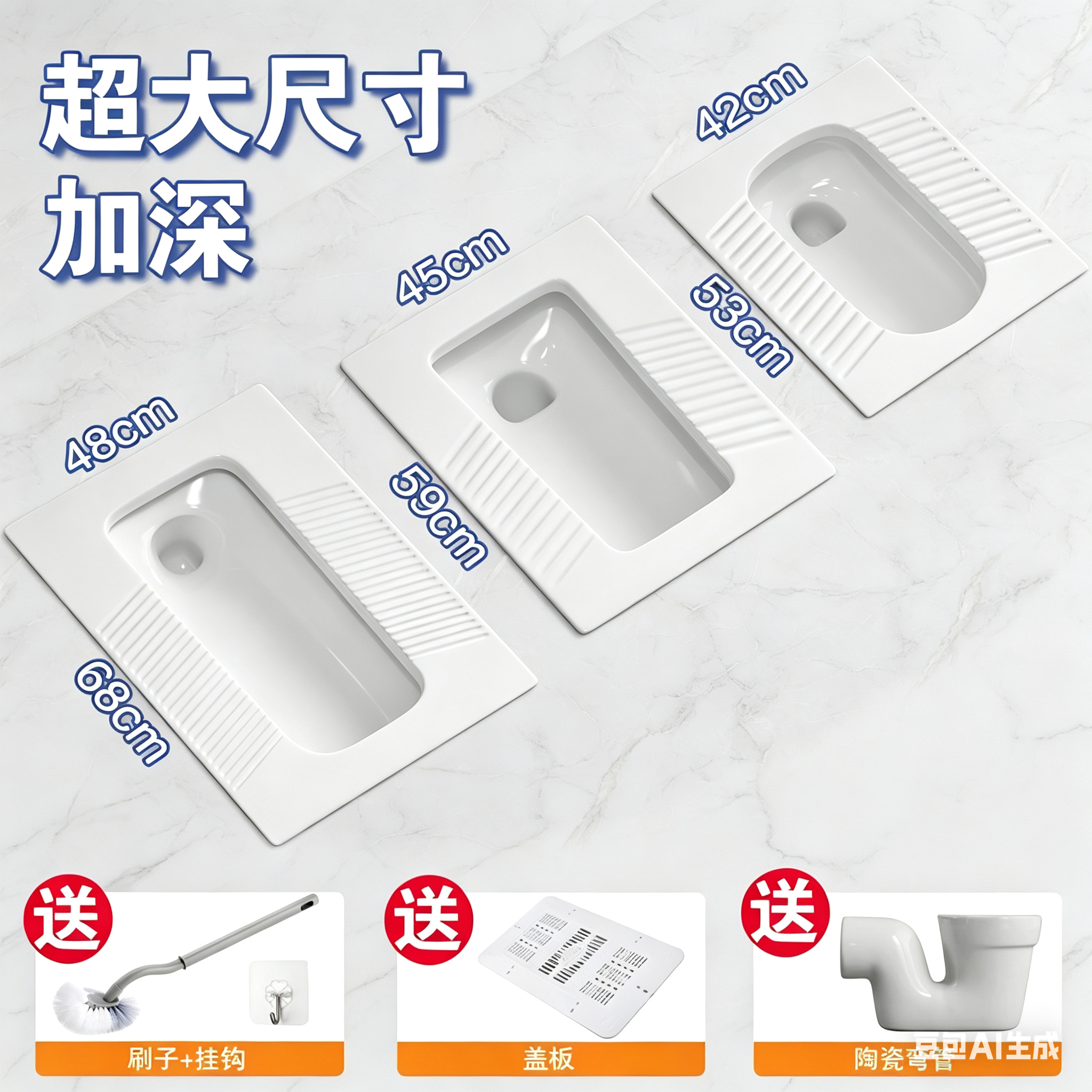 JMOWTO蹲便器带水箱套装防臭防堵强劲冲力陶瓷蹲坑式前排水家用