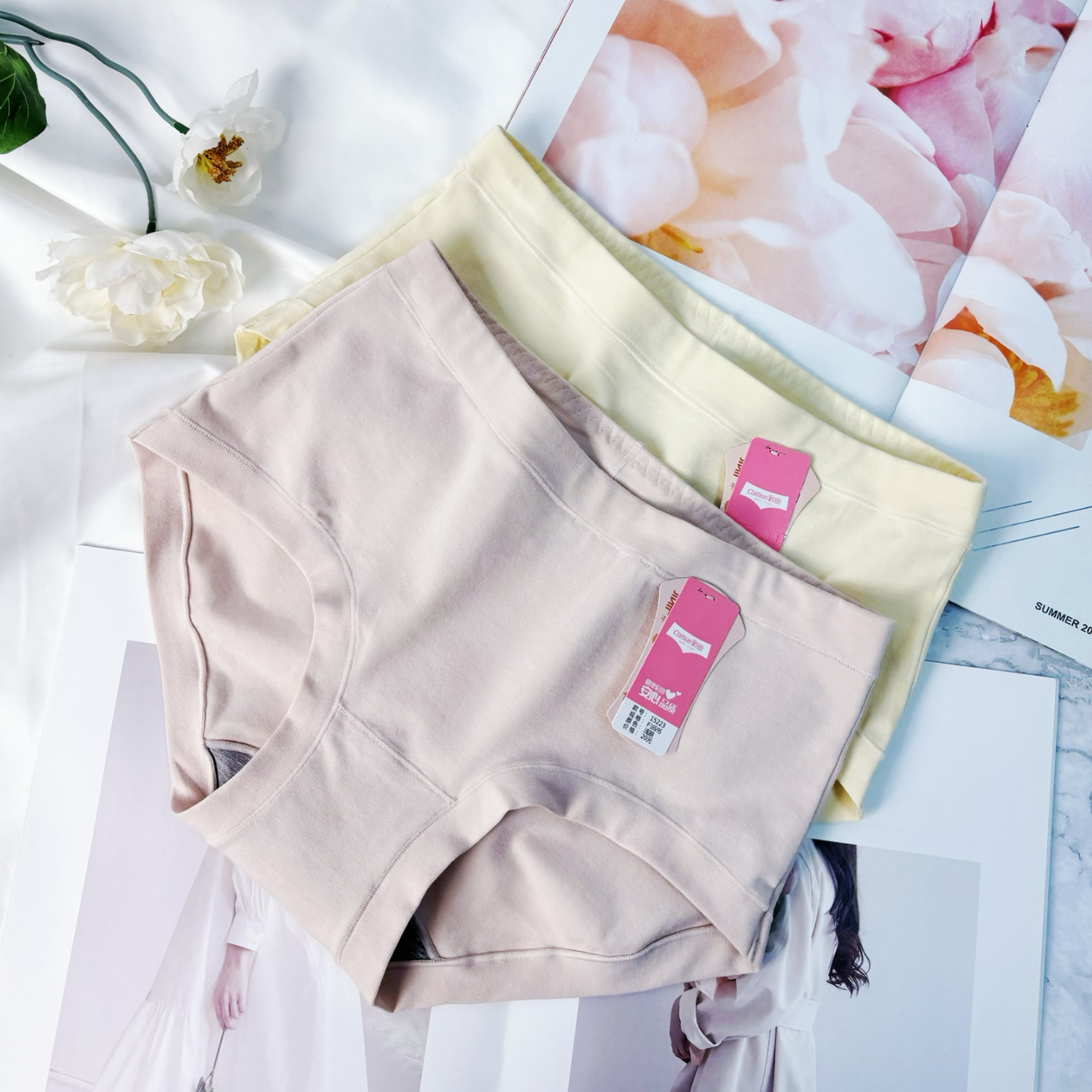 彩田内裤女3条正品大码纯棉内裤中腰高腰透气包臀舒适石墨烯短裤