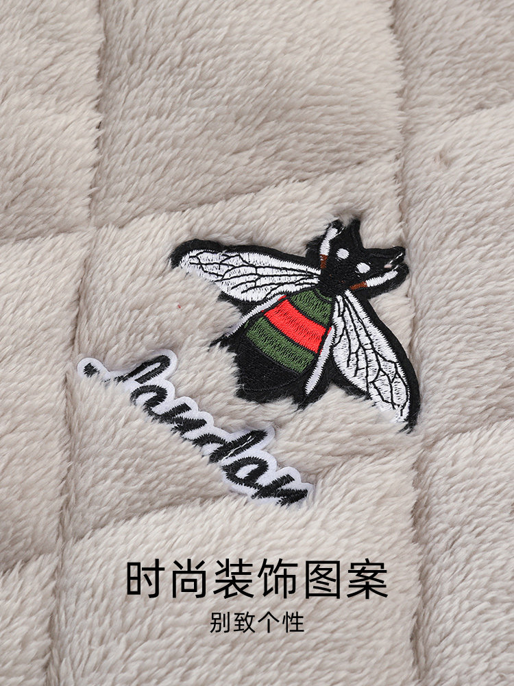 FENTEN KEAN DRESSING GOWN WOMENS WINTER THREE-LAYER THICKENED CORAL VELVET JACKET AND FLEECE FLANNEL LOUNGEWEAR